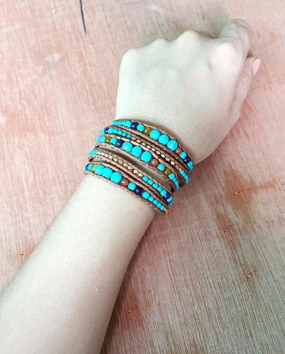 ZOSOJONA Boho Wrap Bead Bracelet for Women - Handmade Adjustable Natural Stone Beaded Bracelets Rope Yoga Healing Bracelet Bangle Hippie Jewelry