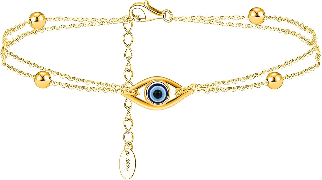 925 Sterling Silver Evil Eye Bracelets Infinity Adjustable Bracelet for Women Mother Wife Girlfriend Jewelry Gift