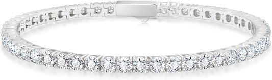 KRKCLIFE Tennis Bracelets for Women Men, 14K Gold Plated Hypoallergenic Classic Round AAAAA Cubic Zirconia, 3/4/5mm Width, Elegant Jewelry Anniversary Birthday Gifts for Her Him Wife Mom 6.5-8 Inch