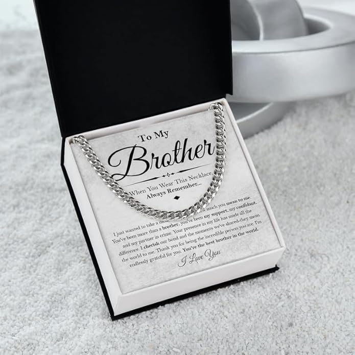 KOLMALK Brother Necklace - Cuban Link Chain Necklace for Men, To My Brother Gift from Sister for Birthday, Anniversary or Christmas