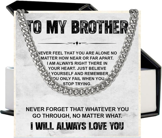 KOLMALK Brother Necklace - Cuban Link Chain Necklace for Men, To My Brother Gift from Sister for Birthday, Anniversary or Christmas