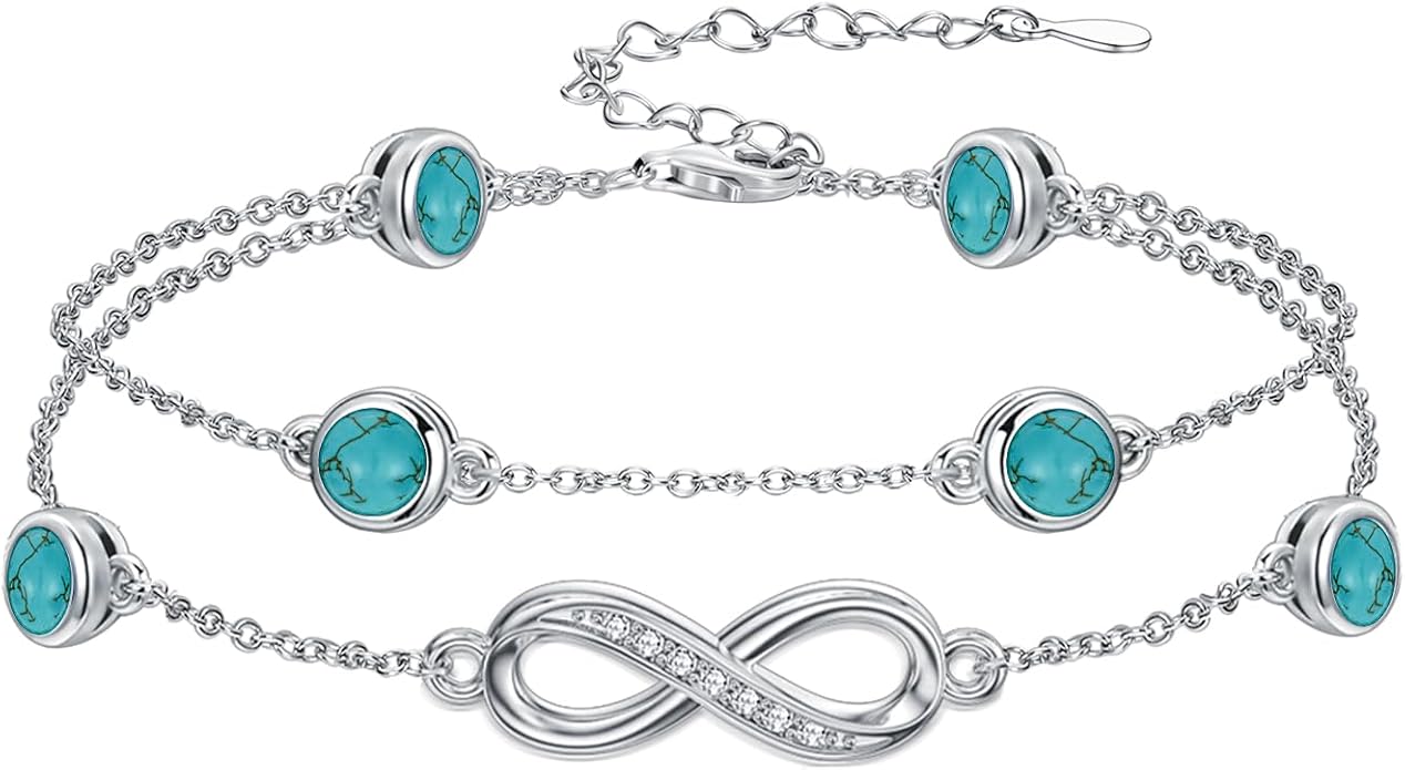 Dorunmo Anklet Bracelets for Women 925 Sterling Silver Infinity Anklets Bracelets Birthstone Jewelry Gifts for Mom Wife