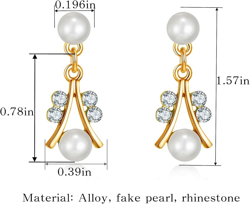 la luen Pearl Bride Wedding Jewelry Set Faux Pearls Crystal Rhinestone Necklace Earrings Bracelet Sets for Women Bridesmaid(3 PCS)