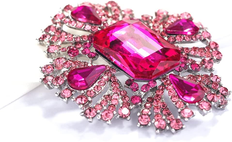 YOQUCOL Vintage Austrian Crystal Rhinestone Flowers Shaped Brooch Pin for Women Girls Lapel Pin for Sweater,Coat Dress Accessories