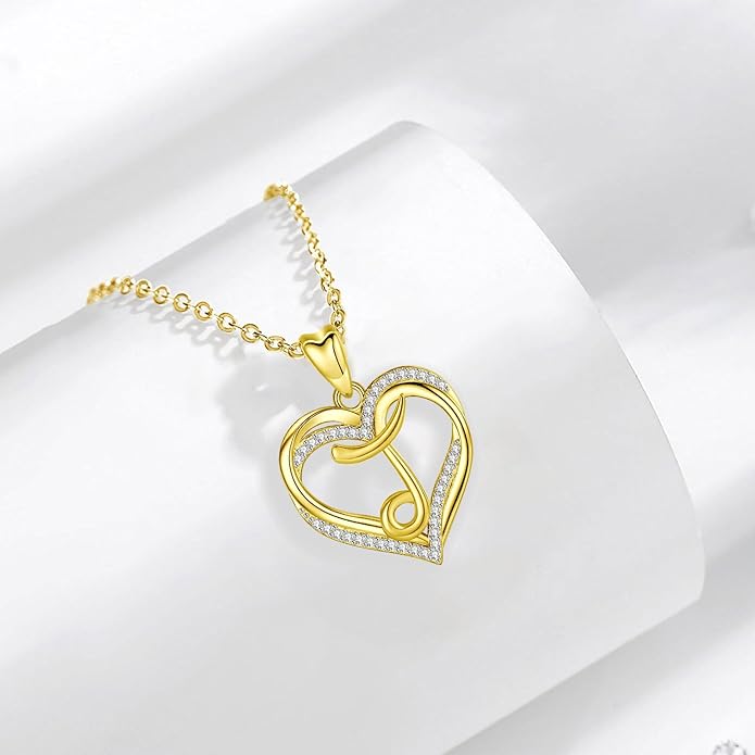 INFUSEU Unique Initial Necklaces for Women Girls Small Heart Letter Jewelry, Meaningful Personalized Gifts