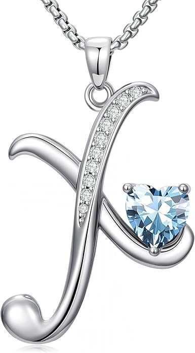 Christmas Gifts for Women Alphabet A to Z Initial Birthstone Pendant Necklaces for Women - 18k White Gold Plated Personalized Name Jewelry Valentine Mothers Day Birthday Gifts for Women Her Girlfriend