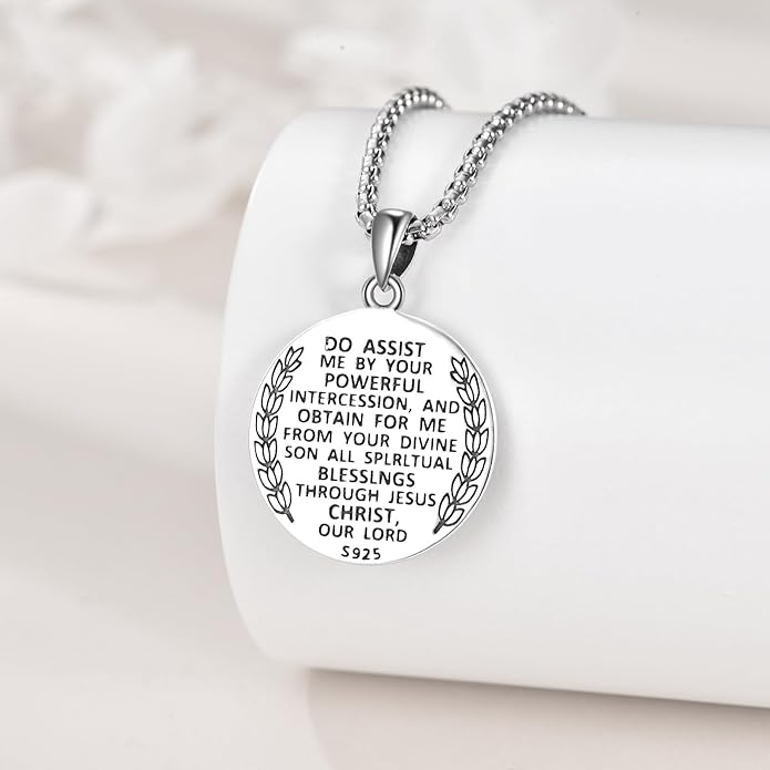YFN Patron Saint Necklace Sterling Silver Amulet Medal Pendant Religious Protector Jewelry Gifts for Women Men