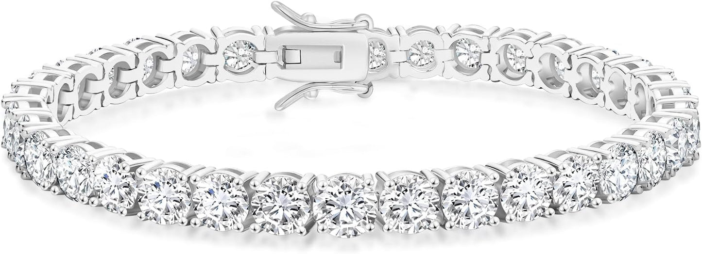 KRKC Tennis Bracelet for Women 14K White Gold Plated, AAAAA+ Classic Cubic Zirconia Bracelet with 2mm-5mm Width, Durable Gold Bracelets Jewelry Christmas Gift, Size 6.5-8 Inches Hypoallergenic