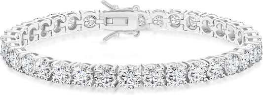 KRKC Tennis Bracelet for Women 14K White Gold Plated, AAAAA+ Classic Cubic Zirconia Bracelet with 2mm-5mm Width, Durable Gold Bracelets Jewelry Christmas Gift, Size 6.5-8 Inches Hypoallergenic