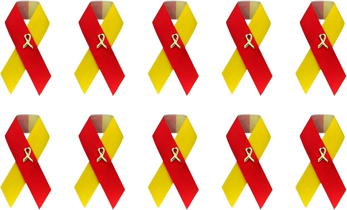 1/2/5/10/25/50/100pcs Satin Awareness Ribbon Pins (Pick your color), for Cancer & Disease Awareness, Bulk Quantities for Fundraising, Events, Gift Giving