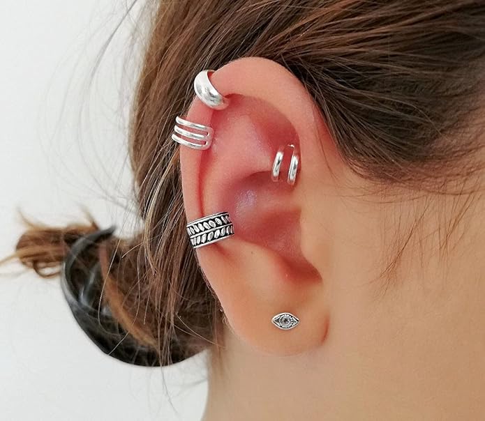Stud Earrings for Women Hypoallergenic Sterling Silver Post Hoop and Studs Earrings Set for Multiple Piercing Small Ball Cubic Zirconia Earring Studs for Women Trendy Jewelry Gifts（6 Pairs）