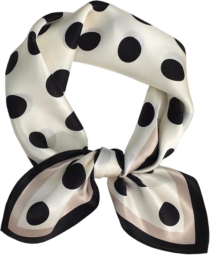 ANDANTINO 100% Pure Mulberry Silk Small Square Scarves -21'' x 21''- Digital Printed Neckerchief –Women Men Lightweight Scarf