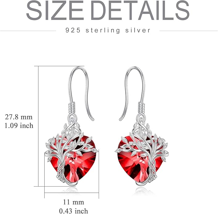 TOUPOP Tree of Life Earrings 925 Sterling Silver Family Tree Dangle Drop Earrings Crystal Jewelry Birthday Christmas Gifts for Women Her