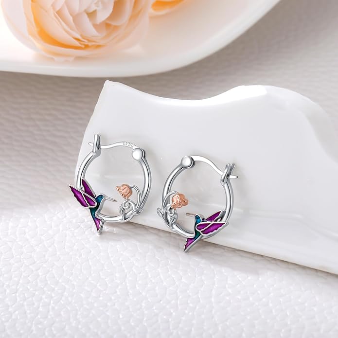 SeaTurtle dolphin Hummingbird Earrings for Women 925 Sterling Silver Sea Waves Earrings Ocean Huggie Hoop Sea Turtle dolphin Earrings Jewelry Gifts