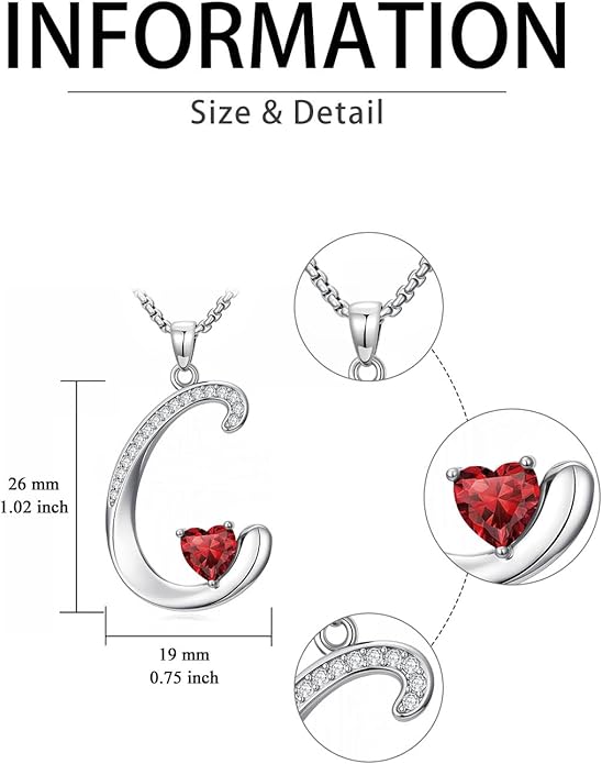 Christmas Gifts for Women Alphabet A to Z Initial Birthstone Pendant Necklaces for Women - 18k White Gold Plated Personalized Name Jewelry Valentine Mothers Day Birthday Gifts for Women Her Girlfriend
