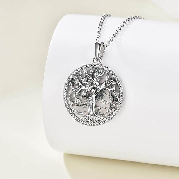 TIGER RIDER Tree of Life Necklace Sterling Silver Family Tree Pendant Jewelry for Mother Grandmother