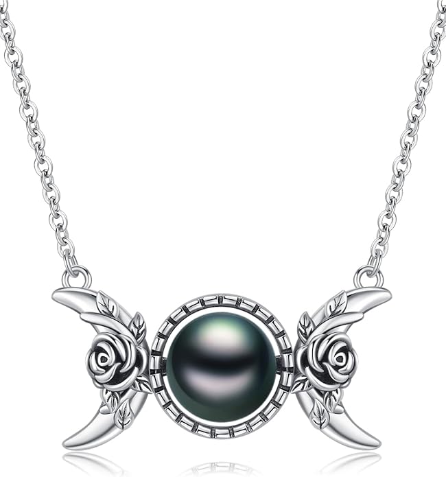 KANNSOAR Tahitian Black Pearl 18K White Gold Plated Sterling Silver Pendant Necklace for Wedding Birthday Anniversary Valentines Day Christmas Pearl Jewelry Gift for Women Wife Mom Lover Girlfriend