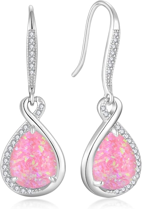 Opal Earrings 925 Sterling Silver Hook Drop Teardrop Gemstone Earrings October Birthstone Dangle Earrings Jewelry Gift for Women