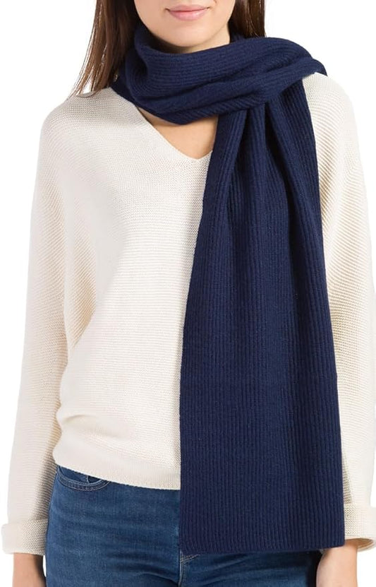 Fishers Finery Women's 100% Cashmere Ribbed Knit Winter Scarf | Black Label Box