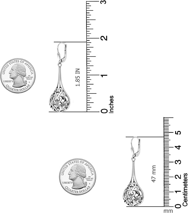 LeCalla 925 Sterling Silver Leverback Drop Earrings | Lightweight Celtic-Knot Filigree Heart Teardrop Dangle Earring for Women's Gift for Her
