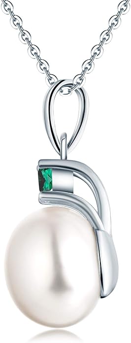 925 Sterling Silver Freshwater Cultured Pearl Pendant Necklace JO WISDOM Jewelry for Women,Girls