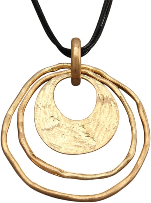 Boho Necklaces for Women Chunky Circle Necklace Layered Boho Circle Leather Choker Necklace Long Vintage Necklaces Bohemian Jewlery Gifts