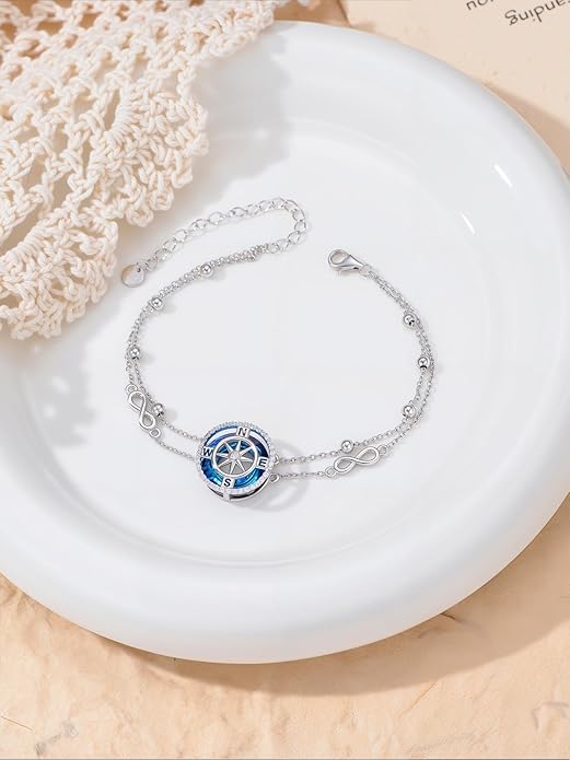 Sea Turtle/Dolphin/Starfish/Seashell/Compass Bracelet for Women 925 Sterling Silver Ocean Wave Anklet Summer Hawaiian Jewelry Gift for Her
