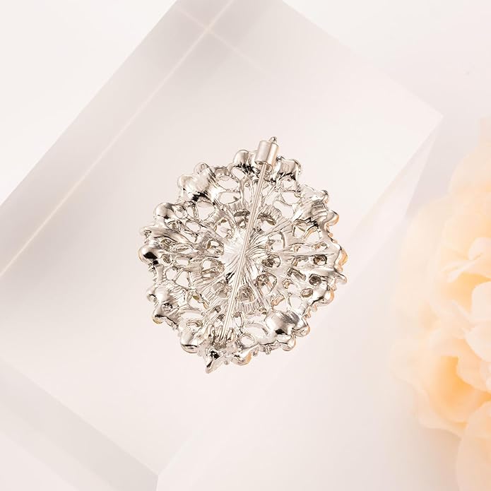 LAXPICOL Vintage Clear Austrian Crystal Brooch Pin for Women Elegant Wedding Bridal Brooches Broach Pin 1.69"*1.39"