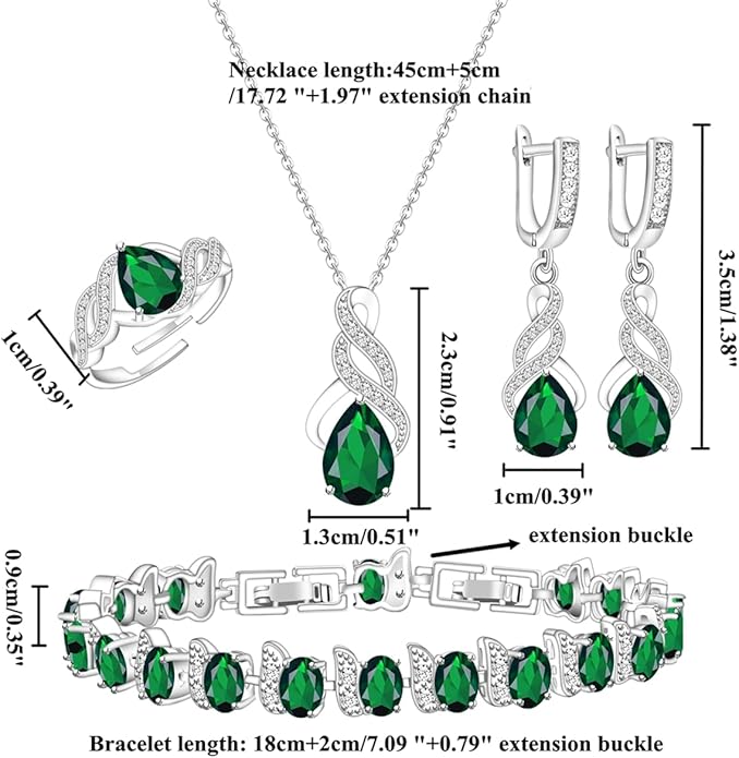 ZCGJWE Wedding Jewelry Set for Women Gem Necklace Earrings Bracelet Luxury Jewelry Set Birthday Valentine's Day Mother's Day Christmas Prom Jewelry Gift