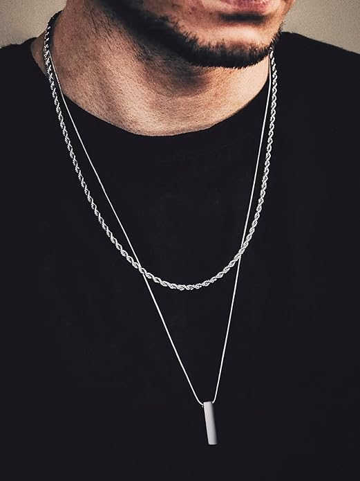 Bandmax Solid 1.5mm/2mm/3mm/6mm Rope Chains for Men Women 14K Gold Plated/Black Plated Stainless Steel Twist Chain 16-30 Inches, with Gift Box