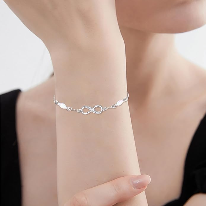 CRMAD Cross/Heart/Infinity/Star of David Bracelet for Women Sterling Silver Opal/Malachite/Moonstone Bracelet Cross Jewelry Gift for Women
