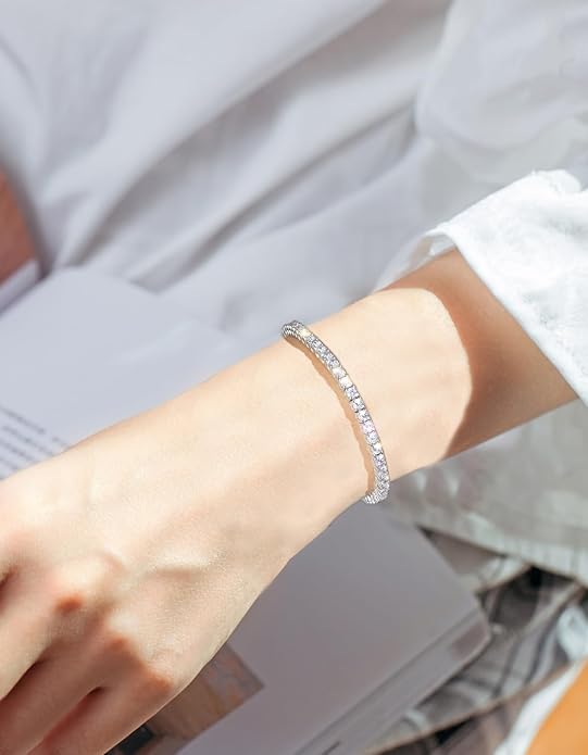 KRKCLIFE Tennis Bracelets for Women Men, 14K Gold Plated Hypoallergenic Classic Round AAAAA Cubic Zirconia, 3/4/5mm Width, Elegant Jewelry Anniversary Birthday Gifts for Her Him Wife Mom 6.5-8 Inch