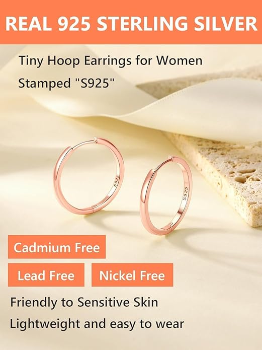 Silvora 925 Sterling Silver Small Hoop Earrings for Women Huggie Earrings Hypoallergenic Cartilage Earrings Tiny Hoops 6mm/8mm/10mm/12mm/14mm/16mm/18mm/20mm