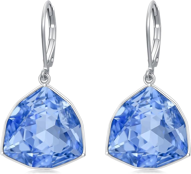 TOUPOP Leverback Earrings for Women Sterling Silver Simple Geometric Birthstone Dangle Drop Earrings Jewelry Christmas Valentine Mothers Day Birthday Gifts for Women Her Wife