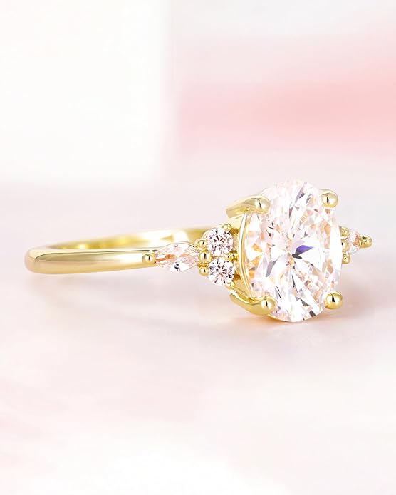 TIGRADE 3CT Engagement Ring Oval Cut Cubic Zirconia Marquise Round CZ Eternity Wedding Band for Women Size 3-12