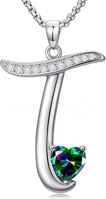 Christmas Gifts for Women Alphabet A to Z Initial Birthstone Pendant Necklaces for Women - 18k White Gold Plated Personalized Name Jewelry Valentine Mothers Day Birthday Gifts for Women Her Girlfriend