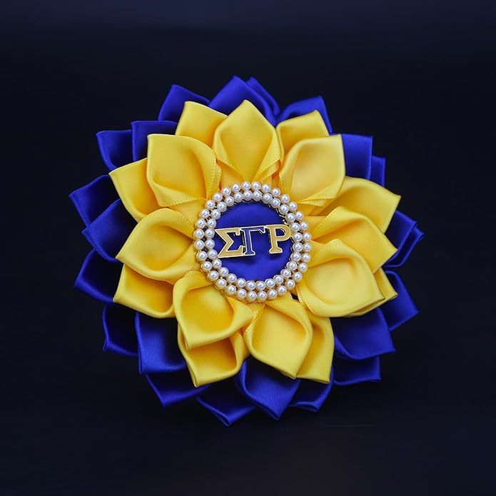 Sigmaa Gamma Rho Flower Brooch Pin for Women 1922 SGRho Gift Greek Sorority Gift Paraphernalia Jewelry Pearl & Satin 5.5" Sorority Pin for Sisterhood Soror