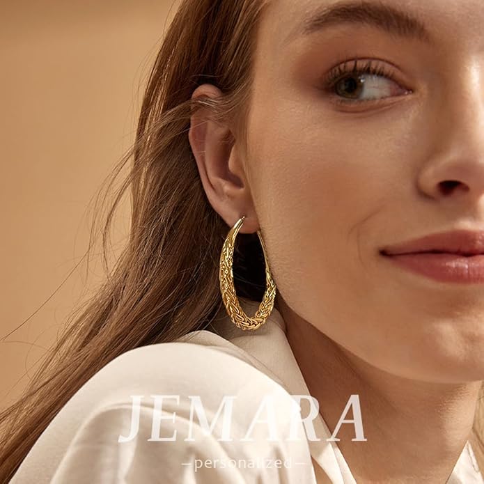 Silver Hoop Earrings for Women Trendy Hypoallergenic 925 Sterling Silver Post Hoop Earrings Lightweight Thick Twisted Large Silver Hoop Earrings 30/40/50MM