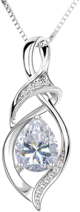 Birthstone Necklace for Women 925 Sterling Silver Necklace Birthday Gifts for Women Mom Wife 18"+2" Inch