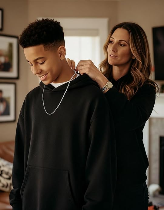 KRKC&CO Rope Chain Necklace for Men, Packaging with Gift Box & Card on Birthday from Mom Dad, 18K / White Gold Plated Chains, Hypoallergenic 316L Stainless Steel, Durable Men Jewelry, 3mm 16-26in
