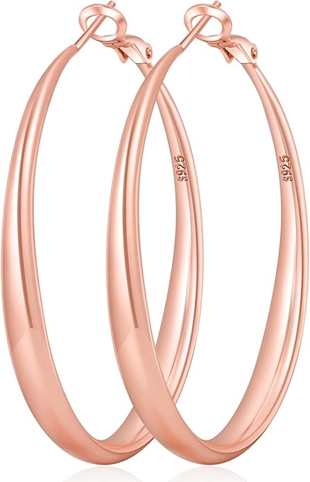 PABBEU S925 SterlingSilver Hoop Earrings Hypoallergenic Silver Hoop Earrings for Women Lightweight Large Sterling Silver Hoops Earring 30/50/70mm