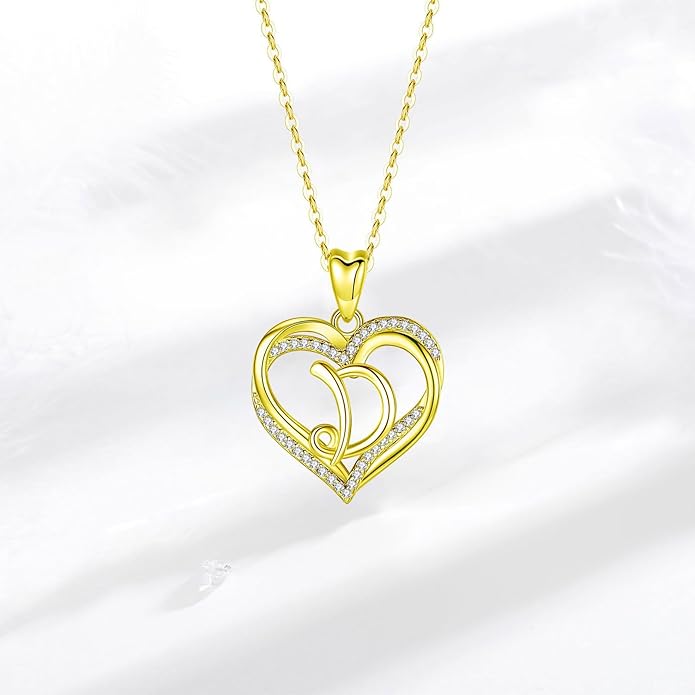 INFUSEU Unique Initial Necklaces for Women Girls Small Heart Letter Jewelry, Meaningful Personalized Gifts