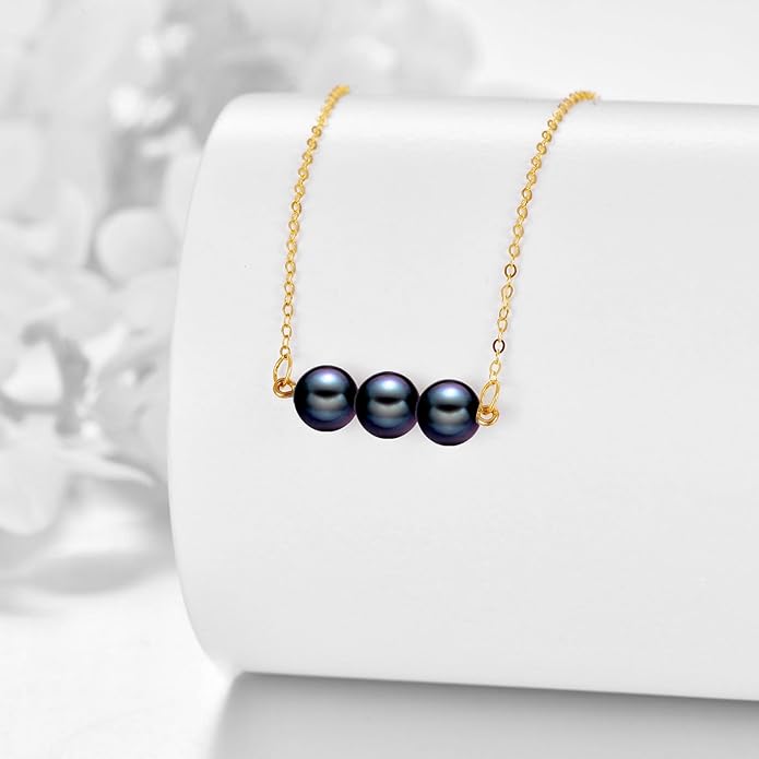 KECHO 14K Real Gold Freshwater Cultured Pearl Pendant Necklace 14K Solid Gold Jewelry Anniversary Birthday Gifts for Women