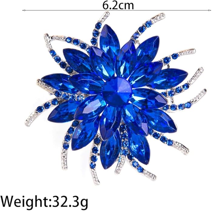Rhinestone Large Flower Brooches Pins for Women Fashion Sparkly Crystal Sunflower Statement Brooch Unique Wedding Party Suit Dress Jewelry Accessories