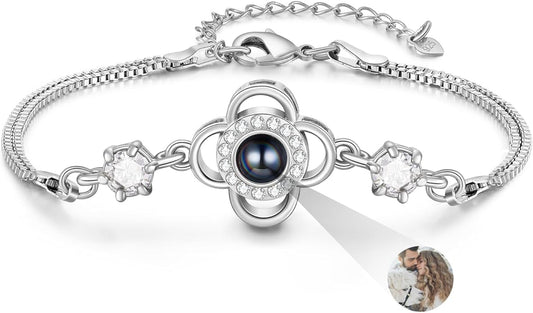 ROSI Personalized Bracelets with Picture Inside, Custom Projection Bracelets with Photos, Picture Bracelet Personalized Photo Gifts, Memorial Gifts for Women Mom Family Couple Girl