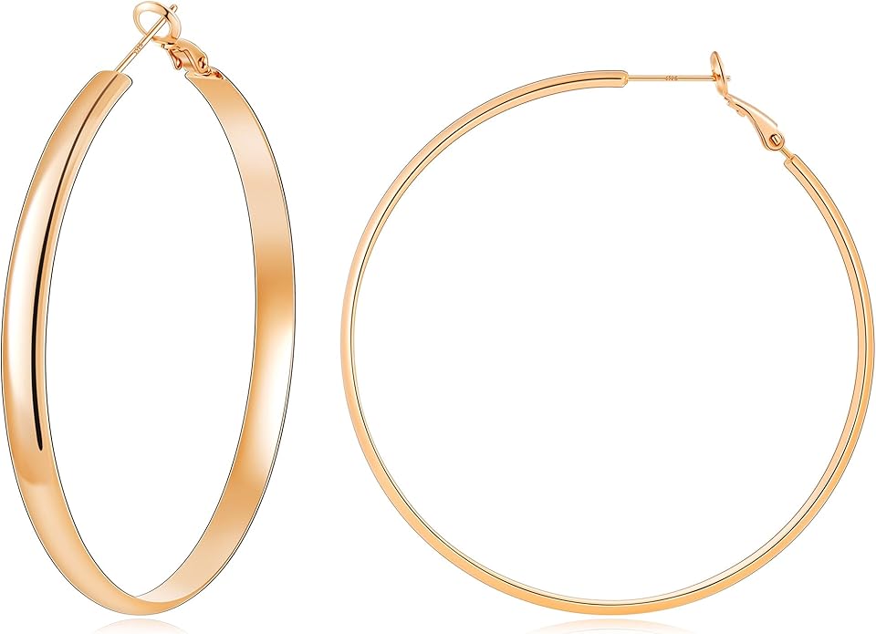 Gacimy 14K Gold Plated Hoop Earrings for Women, 14k Real Gold Plated with 925 Sterling Silver Post, Hypoallergenic Lightweight Thick Hoops Earrings for Women Trendy