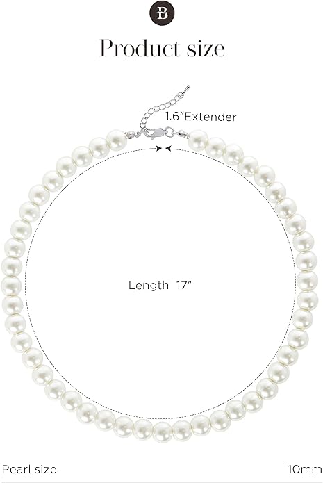 BABEYOND Round Imitation Pearl Necklace Wedding Pearl Necklace for Brides