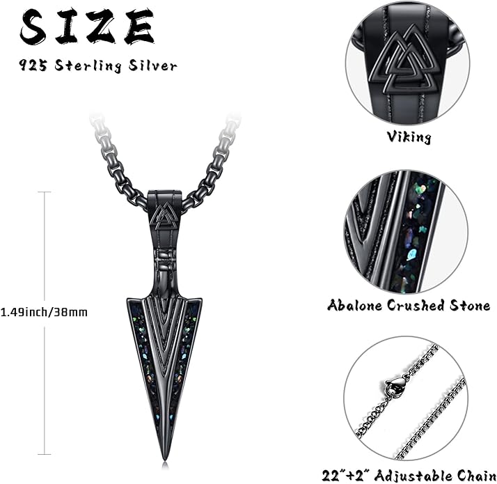 KoyeKei Viking Necklace for Men 925 Sterling Silver Viking Norse Pagan Jewelry Gifts for Women