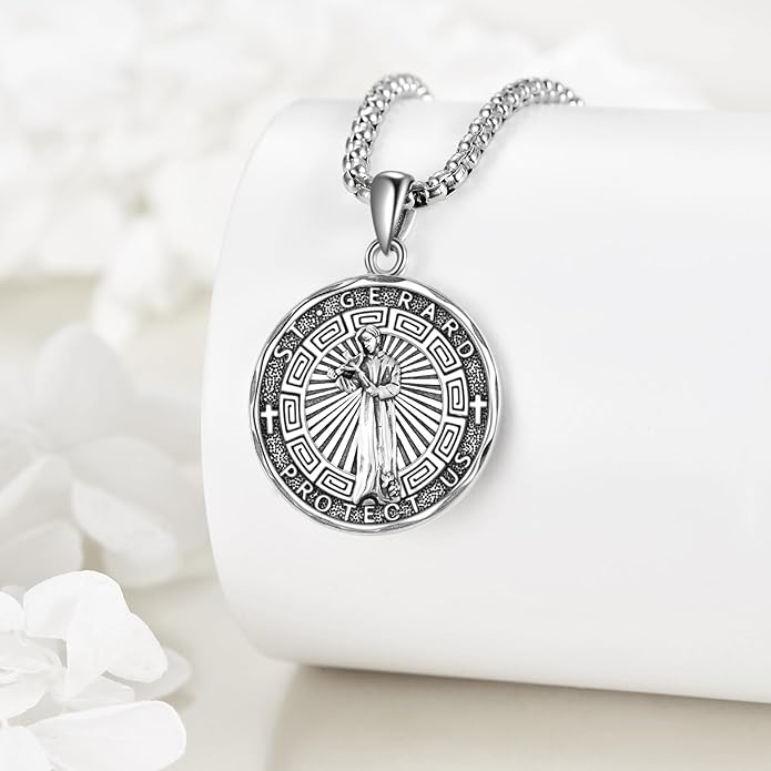 YFN Patron Saint Necklace Sterling Silver Amulet Medal Pendant Religious Protector Jewelry Gifts for Women Men