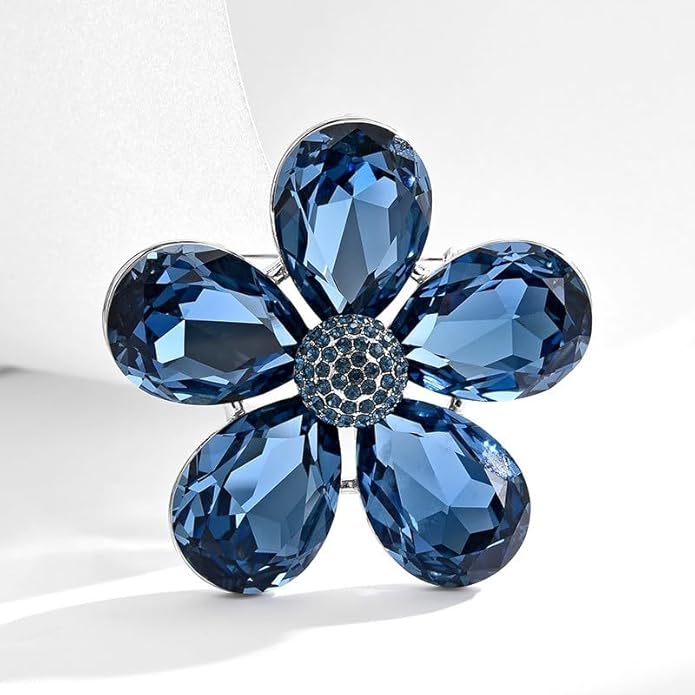 Flower Brooch Pin - Rhinestone Flower Pin 18k Gold Plated - Thanksgiving Day, Birthday, Wedding Gifts for Mom, Wife